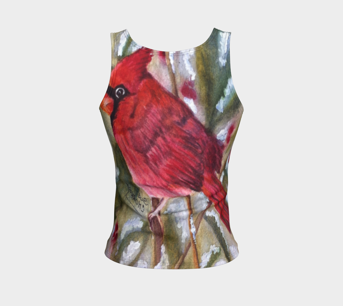 Red Cardinal Bird Fitted Tank Top preview #2