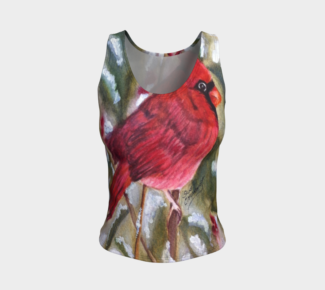 Red Cardinal Bird Fitted Tank Top preview