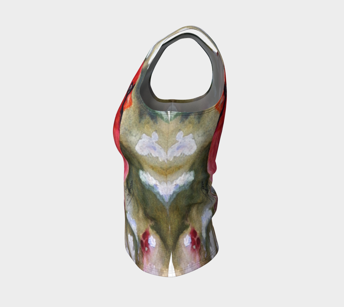 Red Cardinal Bird Fitted Tank Top preview #3
