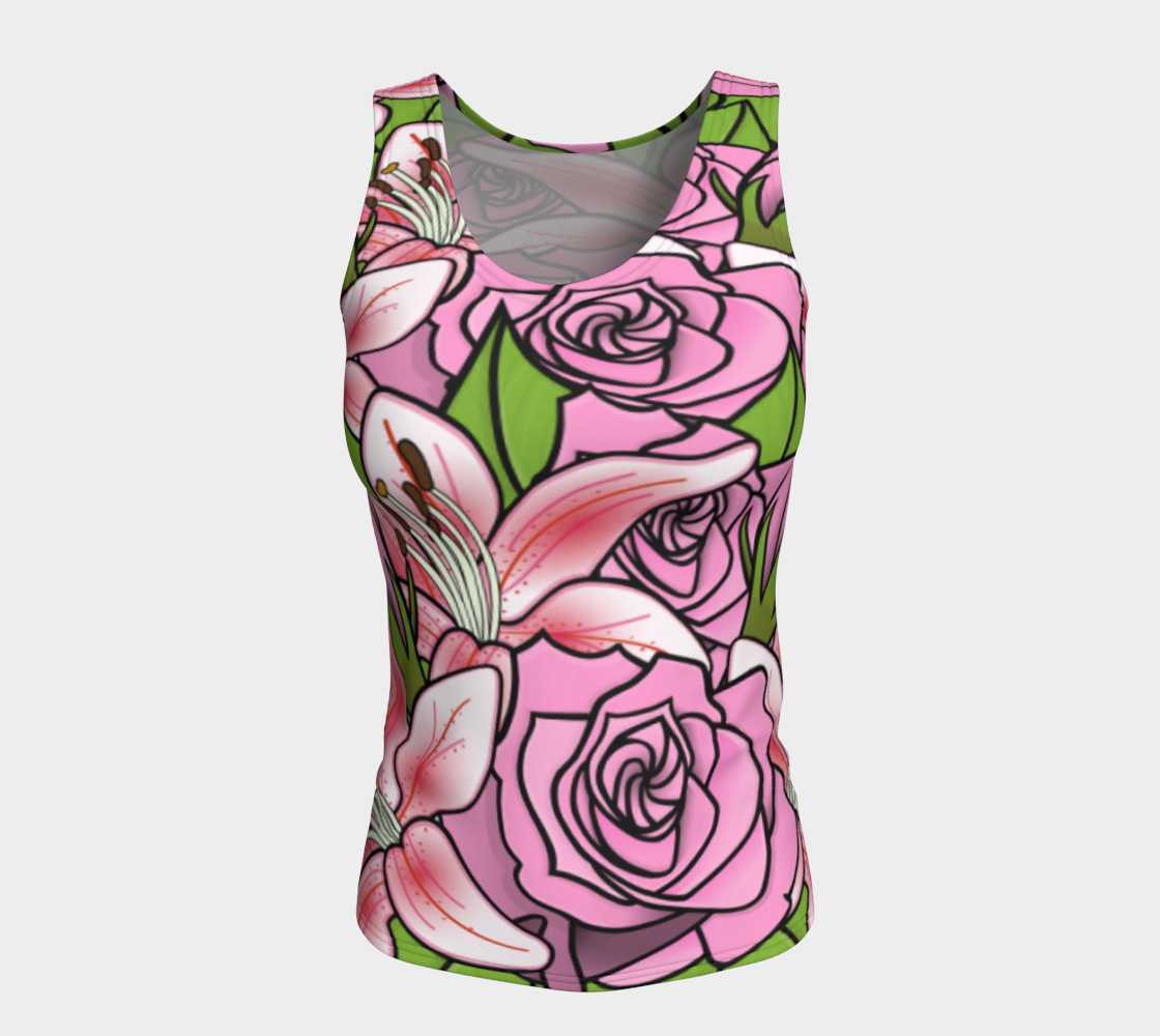 Bouquet of Flowers Fitted Tank Top preview #5