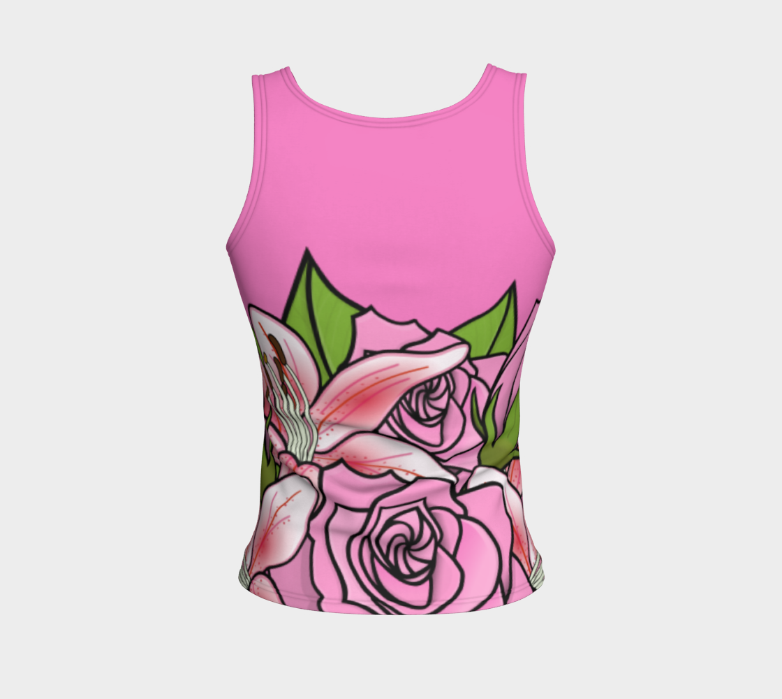 Bouquet of Flowers Fitted Tank Top 3D preview