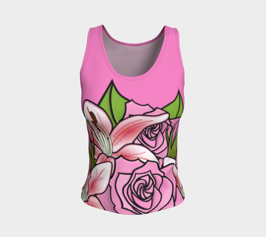 Bouquet of Flowers Fitted Tank Top Miniature #2