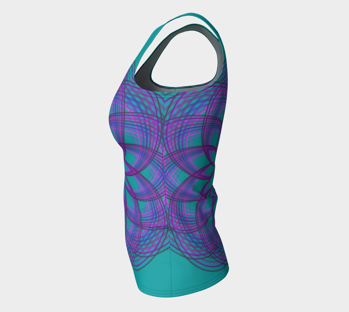 Purple Lotus Flower on Teal Fitted Tank Top preview #7