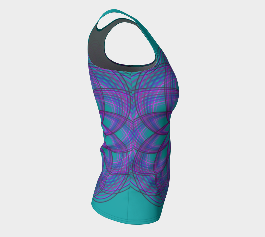 Purple Lotus Flower on Teal Fitted Tank Top preview #8