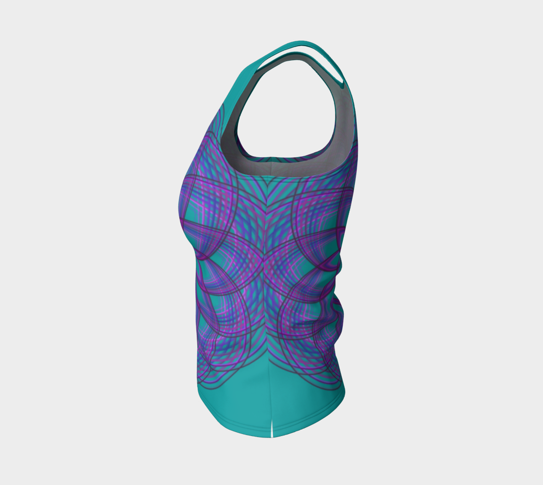 Purple Lotus Flower on Teal Fitted Tank Top preview #3