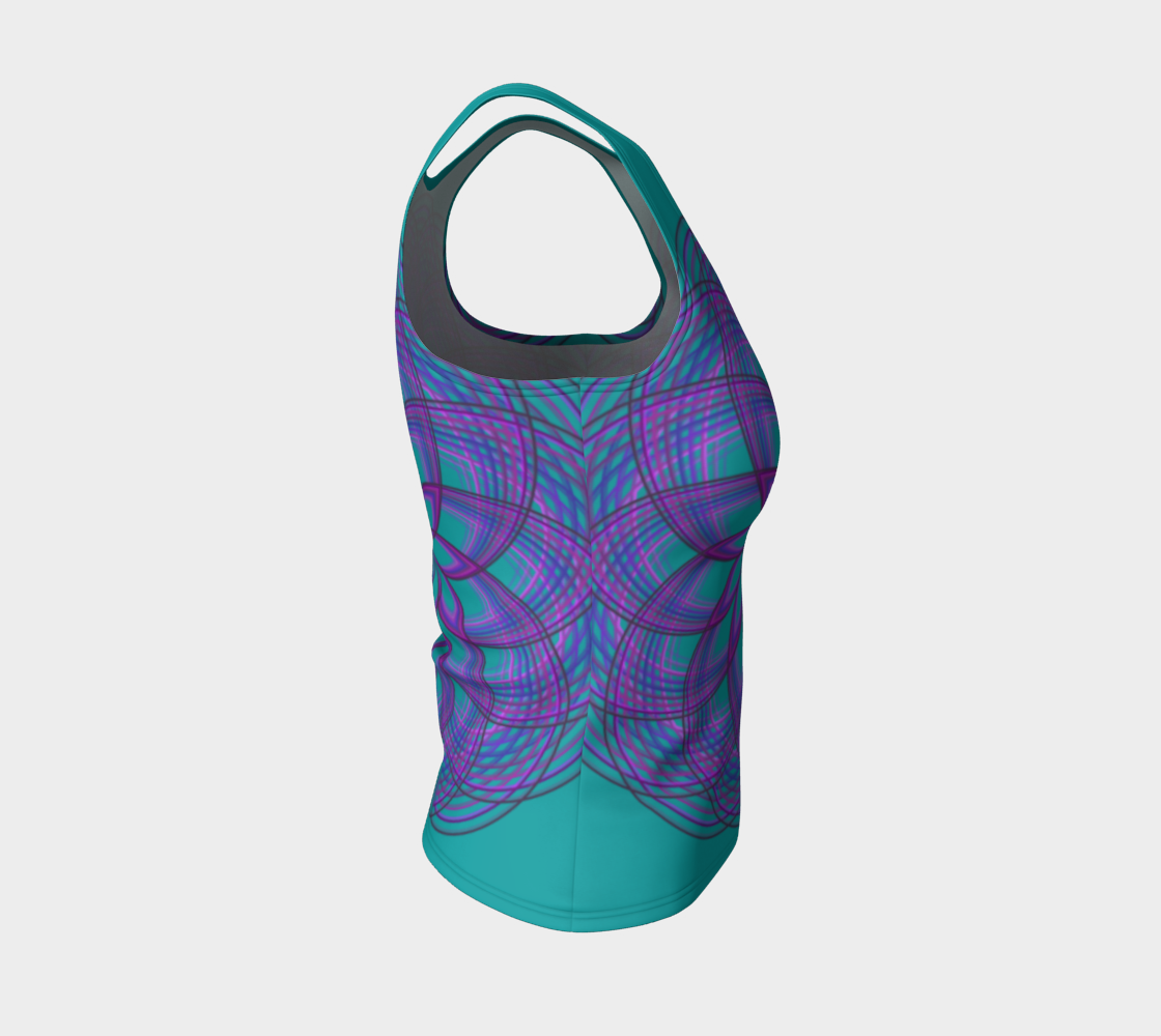 Purple Lotus Flower on Teal Fitted Tank Top preview #4