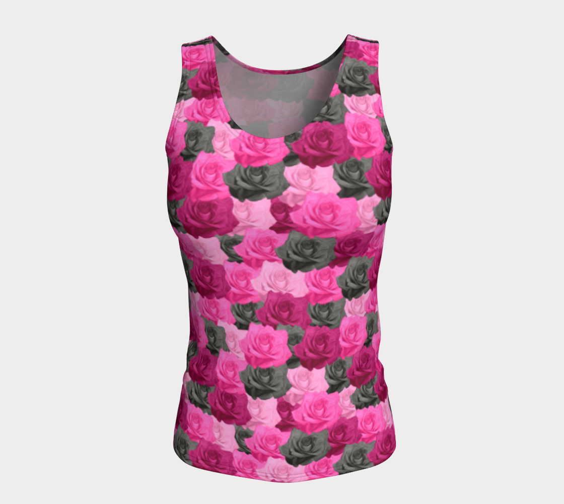 Pink Roses Fitted Tank Top preview #5