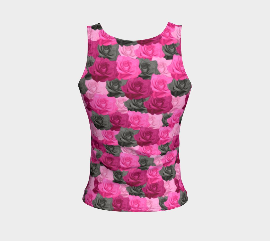 Pink Roses Fitted Tank Top thumbnail #3
