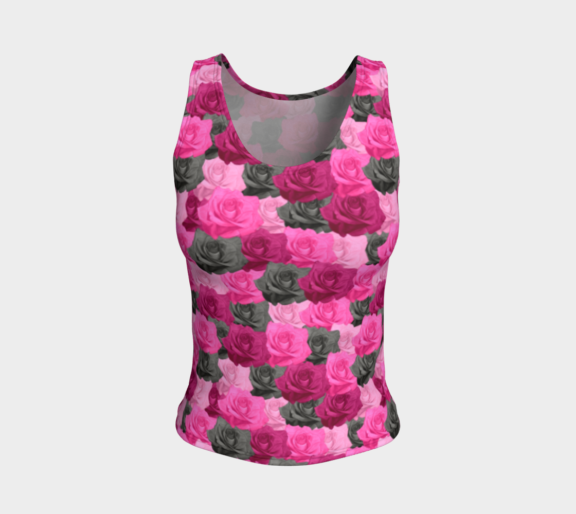 Pink Roses Fitted Tank Top thumbnail #2