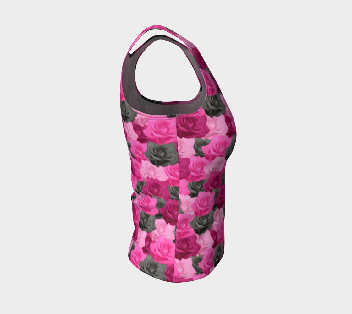 Pink Roses Fitted Tank Top thumbnail #5