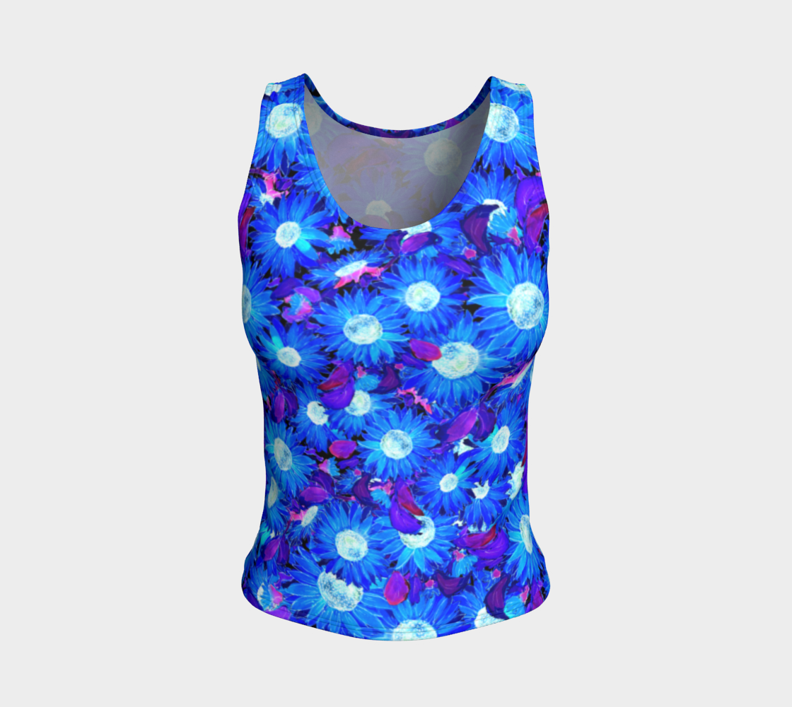 Blue and Purple Sunflowers Pattern Fitted Tank Top preview
