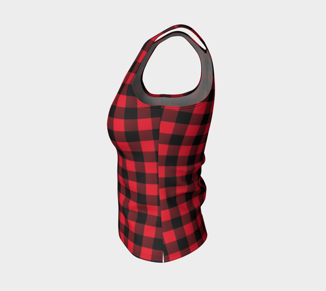 Red Black Buffalo Plaid Tank Top preview #3