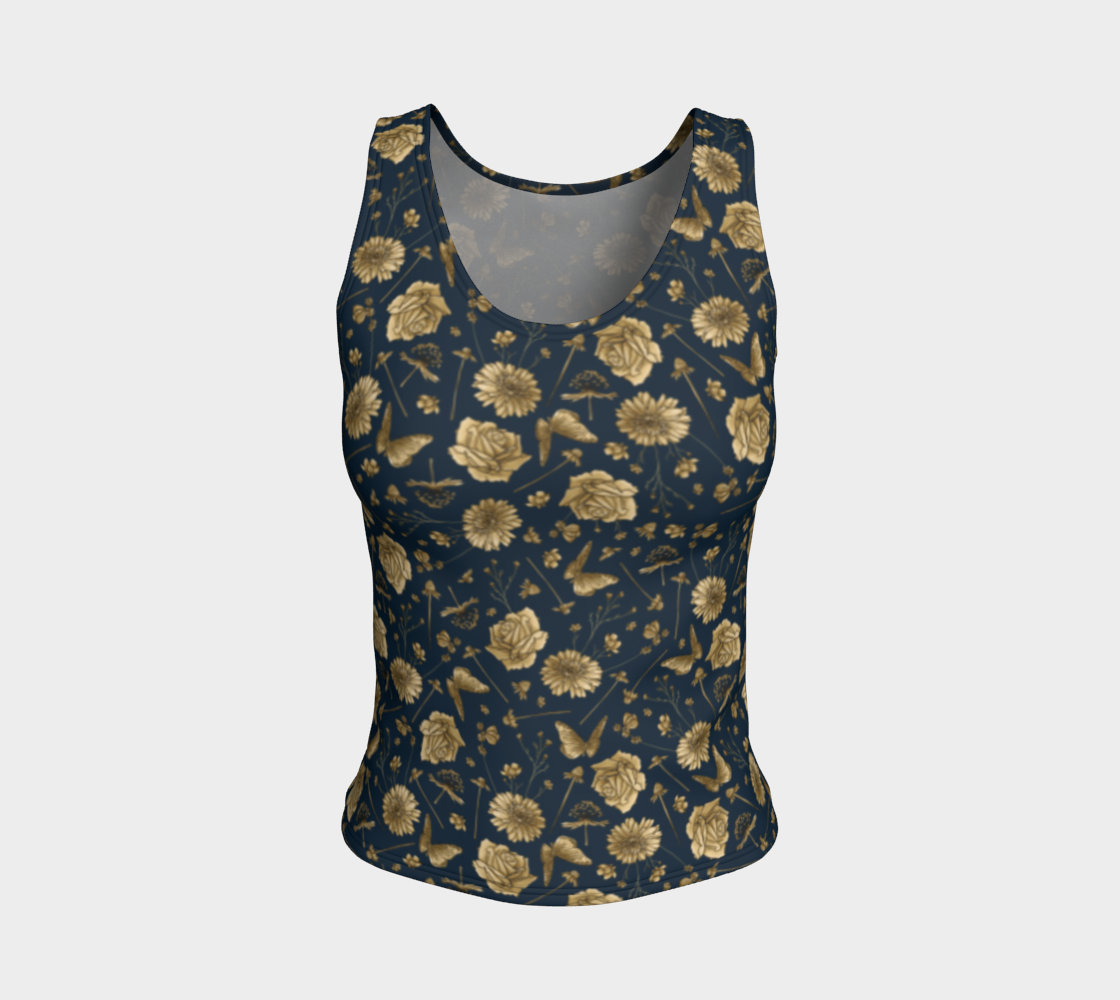 Petal to the metal navy & gold fitted tank preview