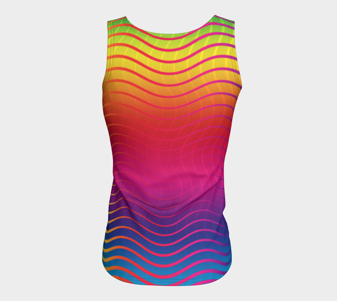 Rippled Rainbow Waves Fitted Tank Top preview #6