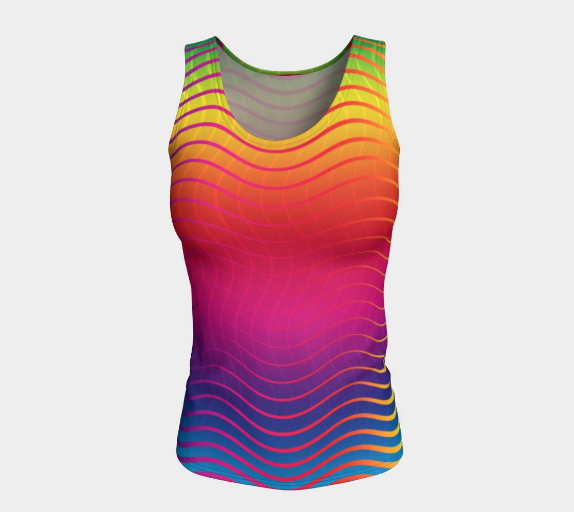Rippled Rainbow Waves Fitted Tank Top preview #5