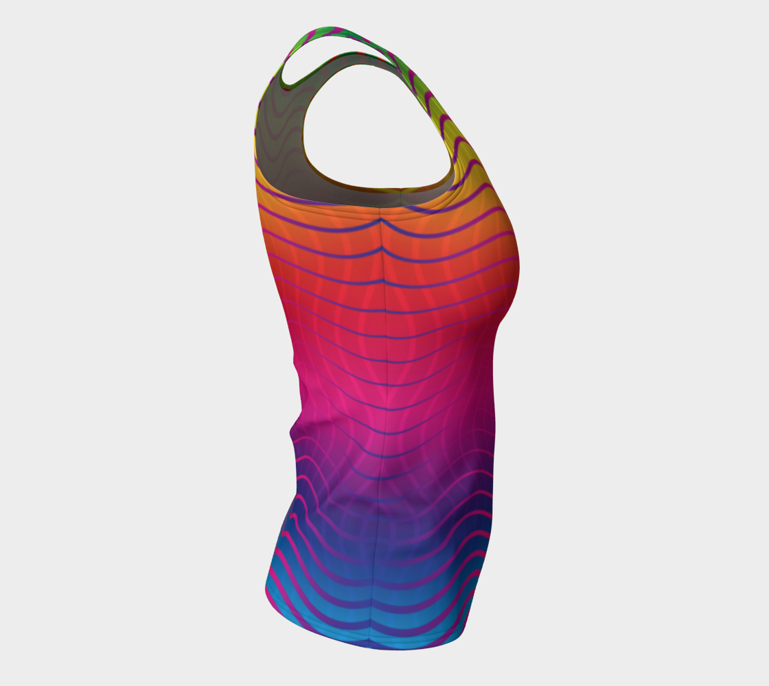 Rippled Rainbow Waves Fitted Tank Top preview #8