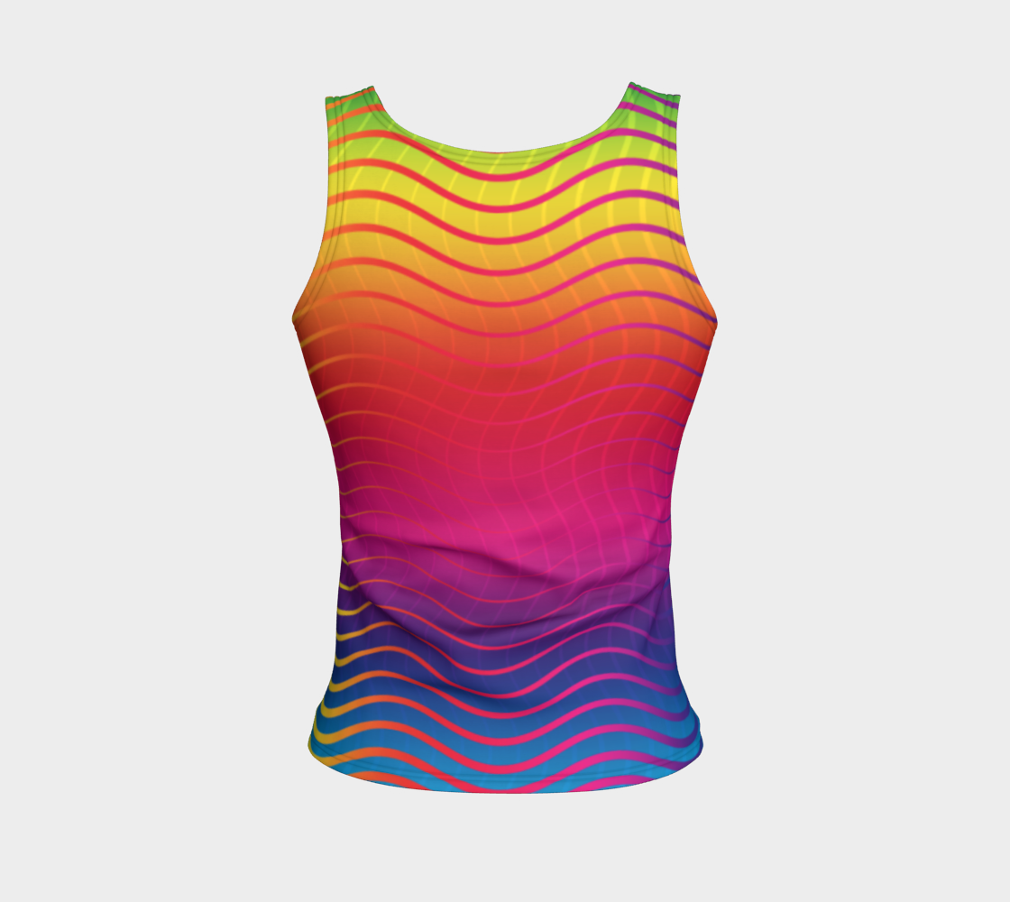 Rippled Rainbow Waves Fitted Tank Top preview #2