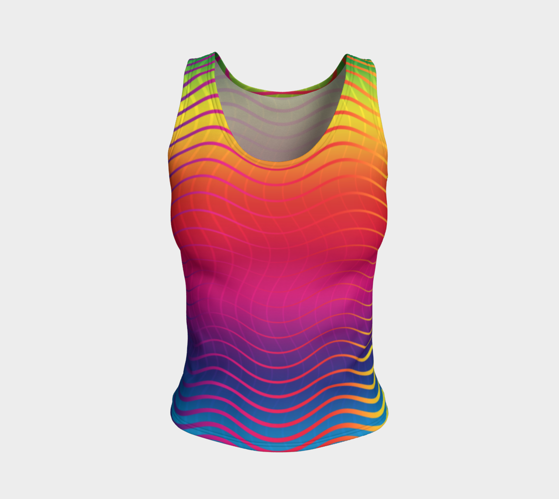 Rippled Rainbow Waves Fitted Tank Top preview #1
