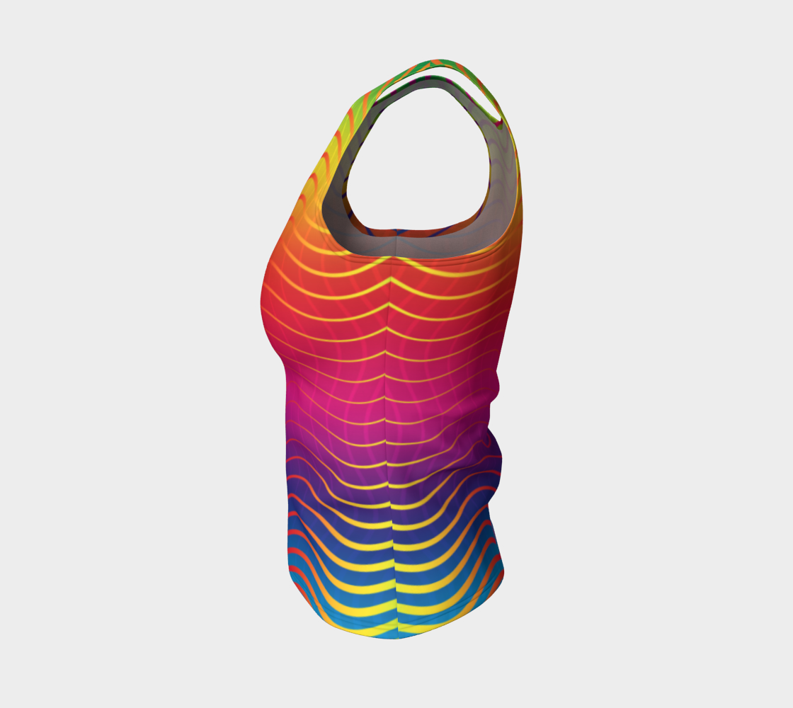Rippled Rainbow Waves Fitted Tank Top preview #3