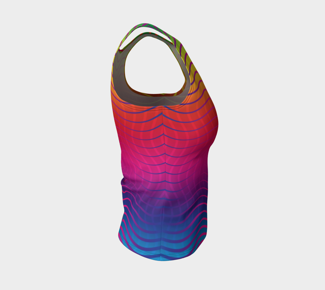 Rippled Rainbow Waves Fitted Tank Top preview #4