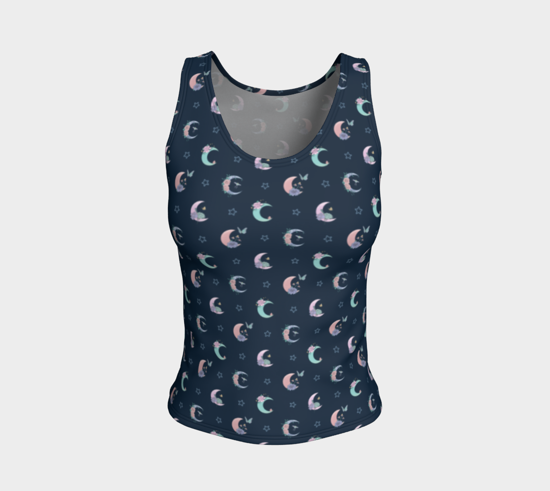 Fly me to the moon navy fitted tank preview