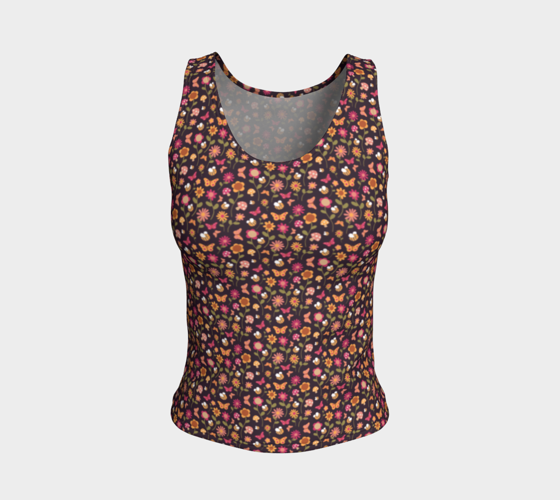 Garden Print Fitted Tank Top (Eggplant) preview