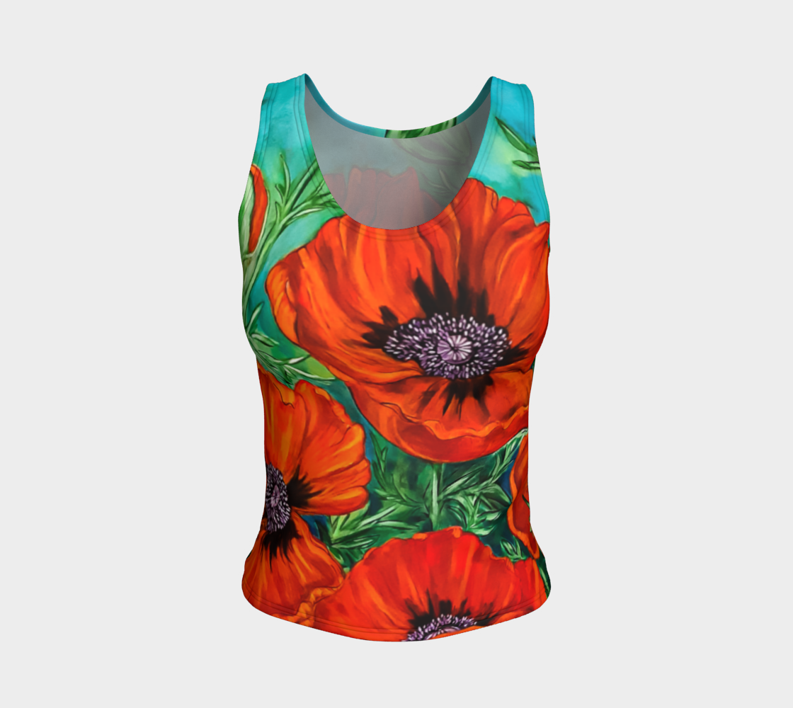 Big Bold Red Poppies Fitted Tank Top preview