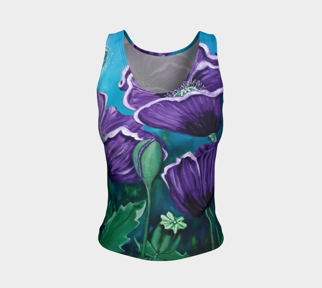 Purple Poppies Fitted Tank Top preview