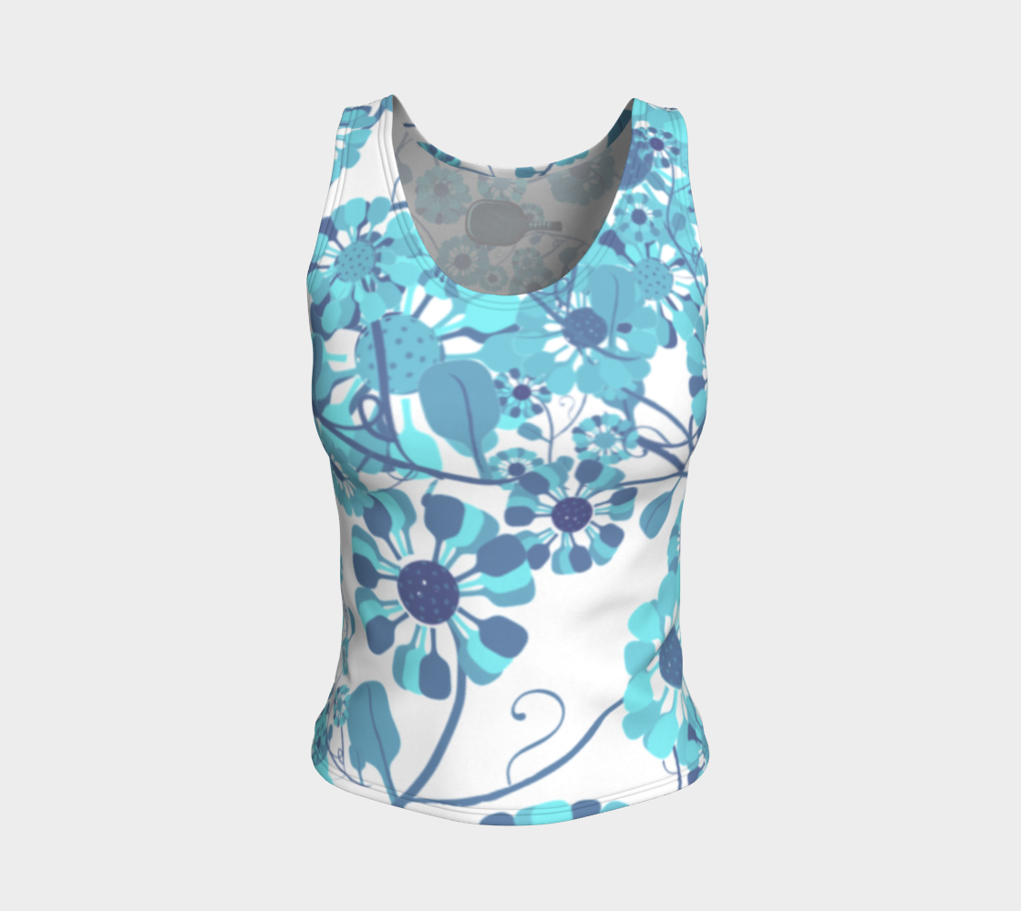Pickleball Flowers teal fitted tank preview
