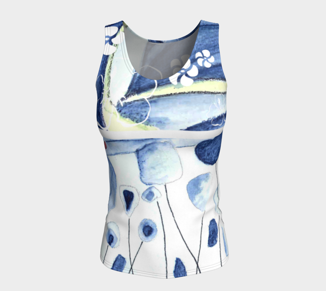 Aperçu de Débardeur-ajusté-court-long-fleur-bleu #5
