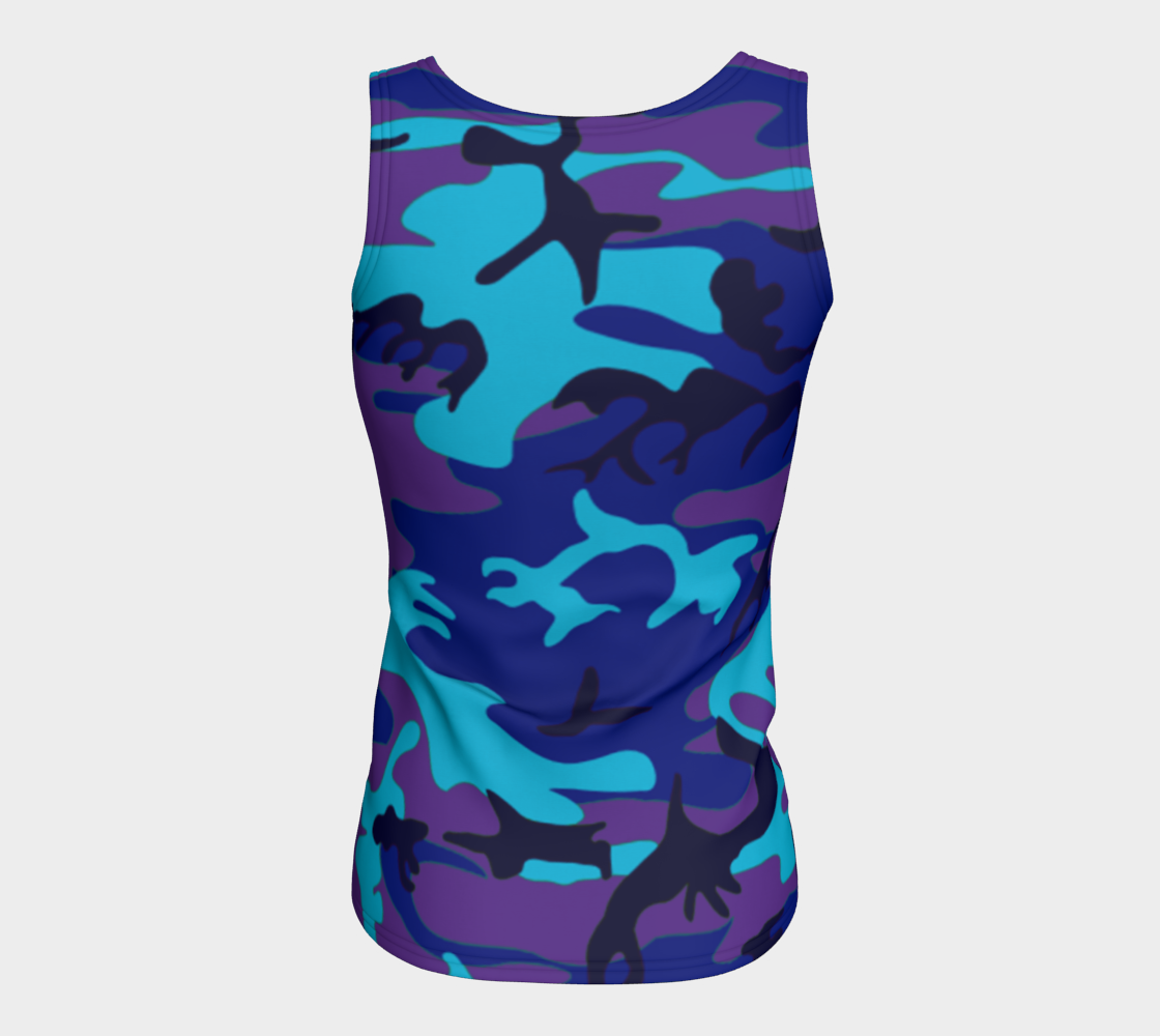 Blue and Purple Camouflage Fitted Tank Top, AWSSG  Miniature #7