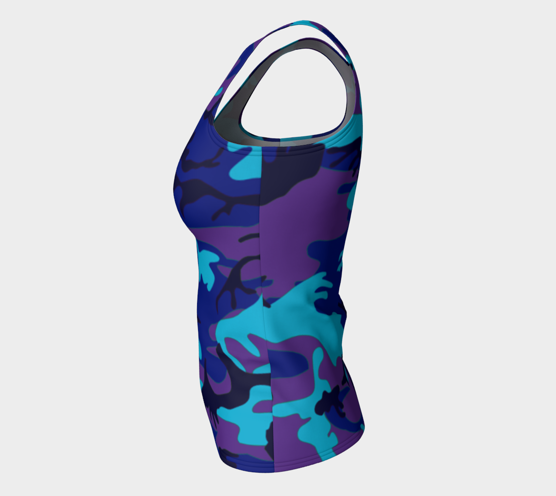 Blue and Purple Camouflage Fitted Tank Top, AWSSG  Miniature #8