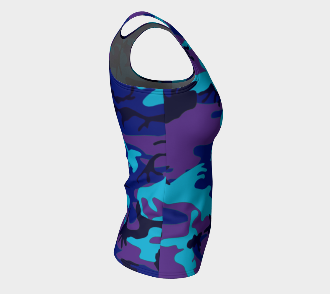 Aperçu de Blue and Purple Camouflage Fitted Tank Top, AWSSG  #8