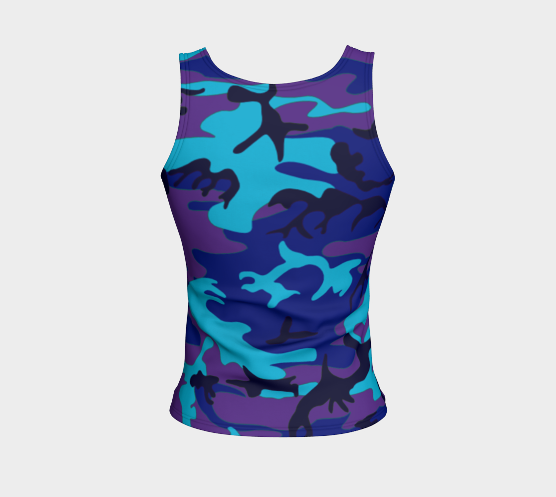 Aperçu de Blue and Purple Camouflage Fitted Tank Top, AWSSG  #2