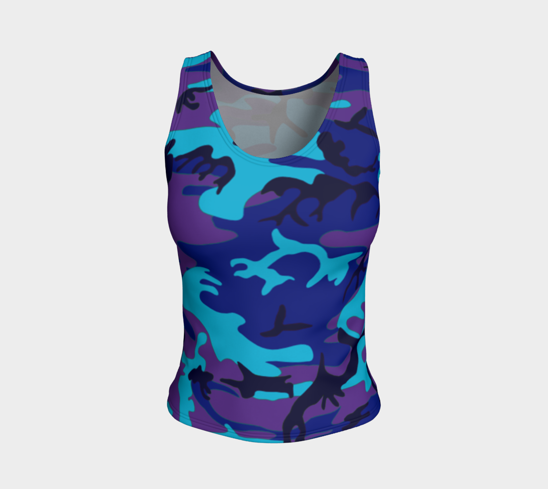 Aperçu de Blue and Purple Camouflage Fitted Tank Top, AWSSG 