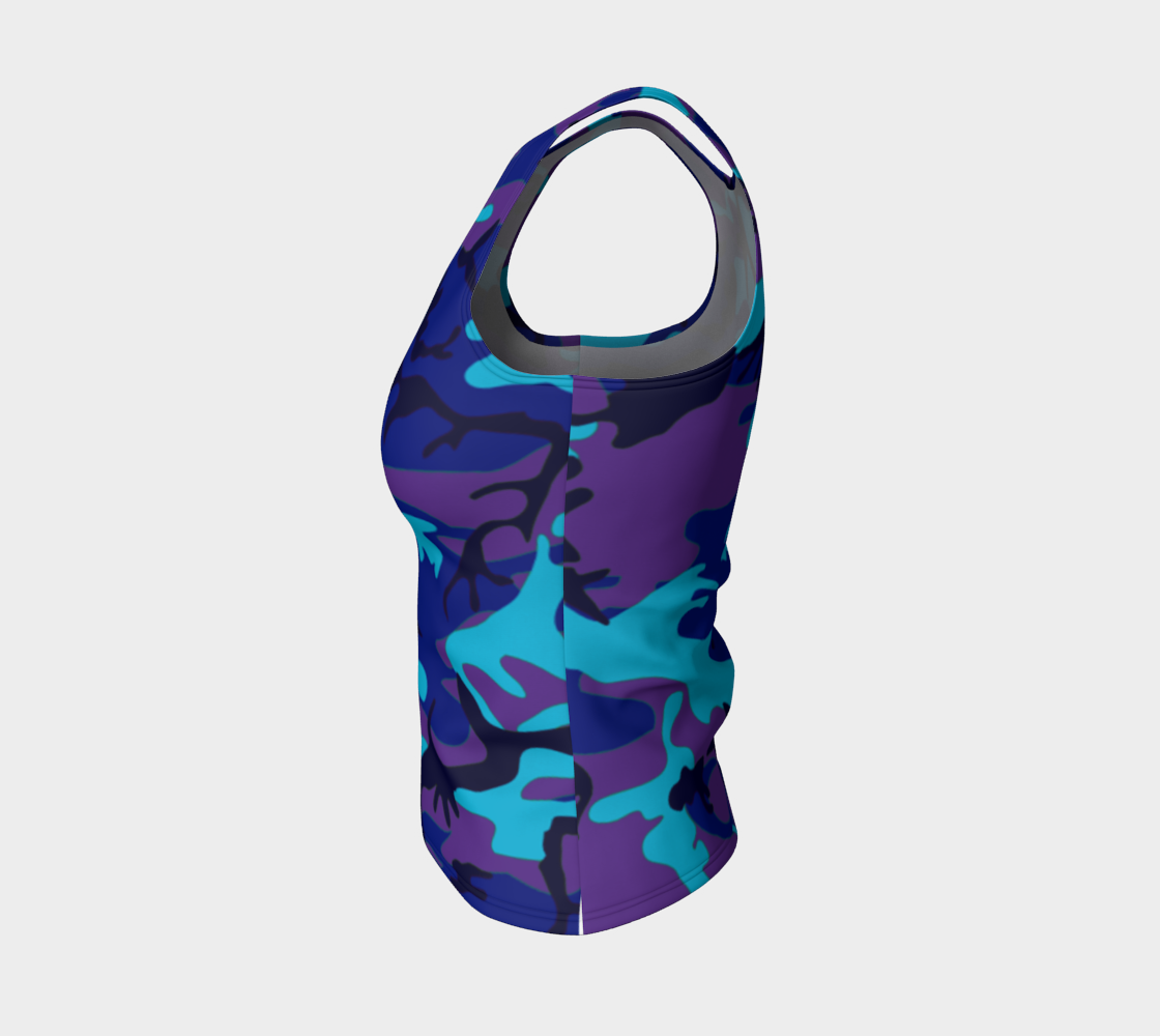 Aperçu de Blue and Purple Camouflage Fitted Tank Top, AWSSG  #3