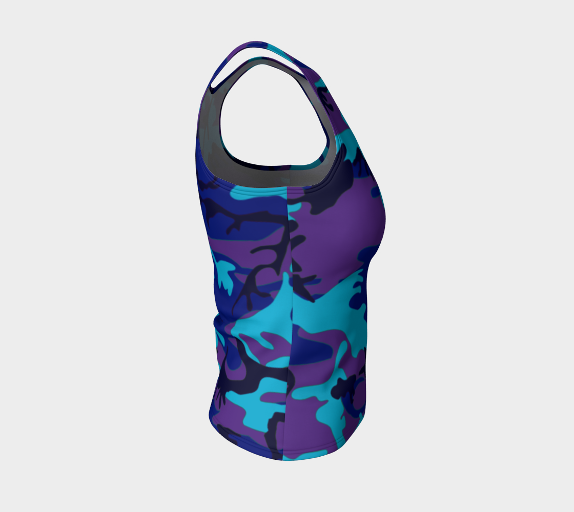 Blue and Purple Camouflage Fitted Tank Top, AWSSG  Miniature #5