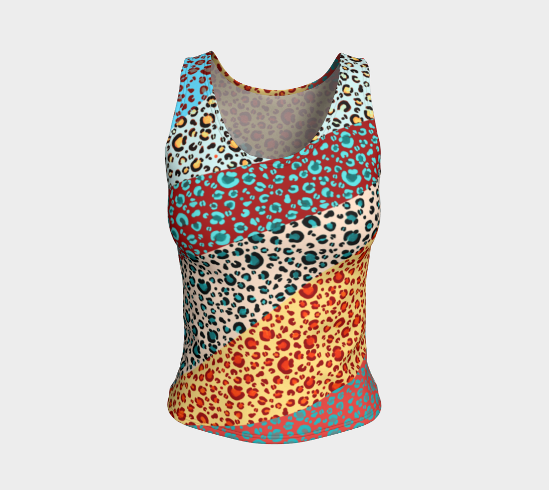 Asymmetrical Colour Block Leopard Print Red Teal Yellow preview