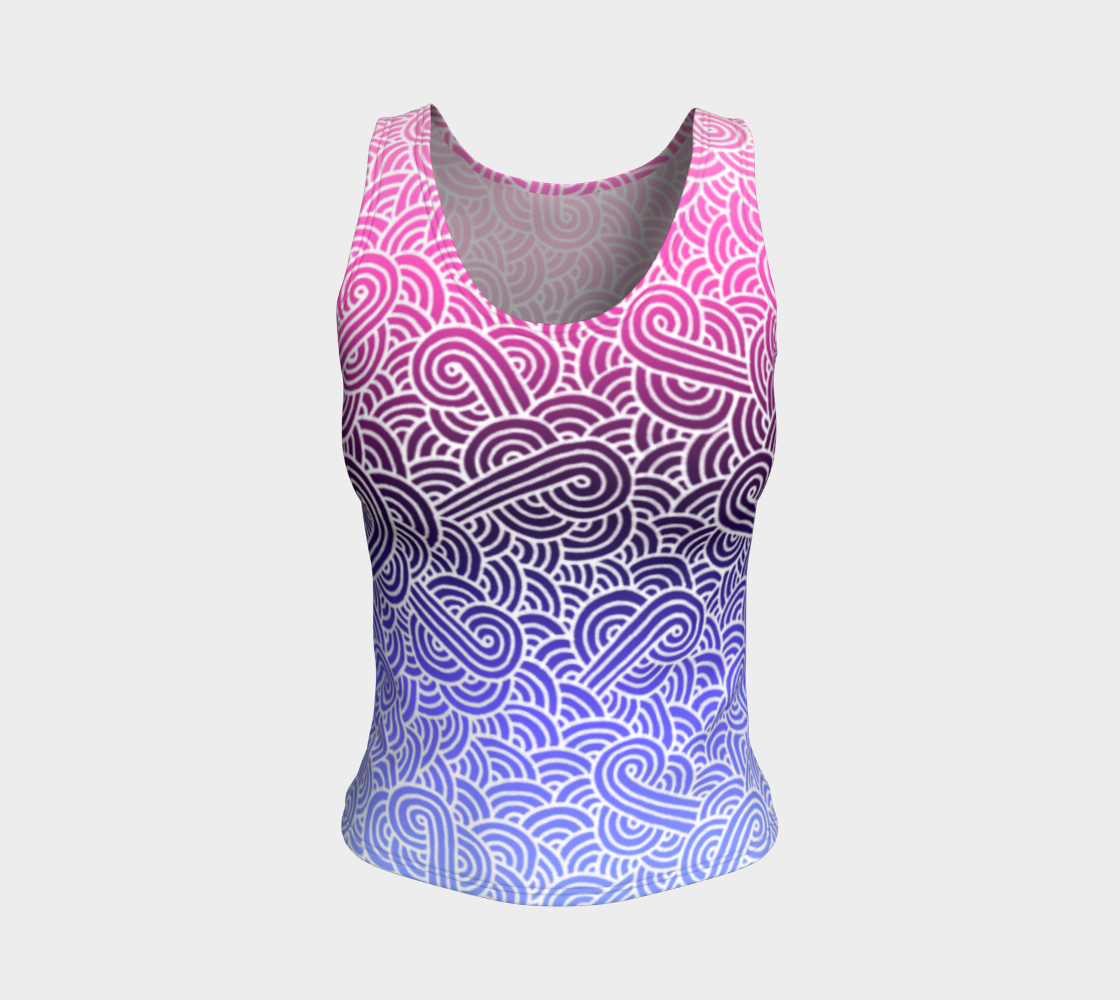 Ombré omnisexual flag and white swirls doodles Fitted Tank Top preview