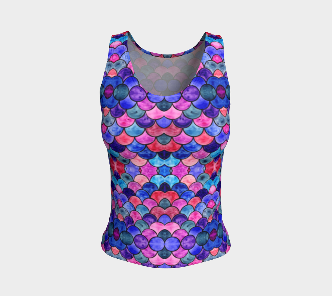 Blue and Purple Scales Pattern Fitted Tank Top preview