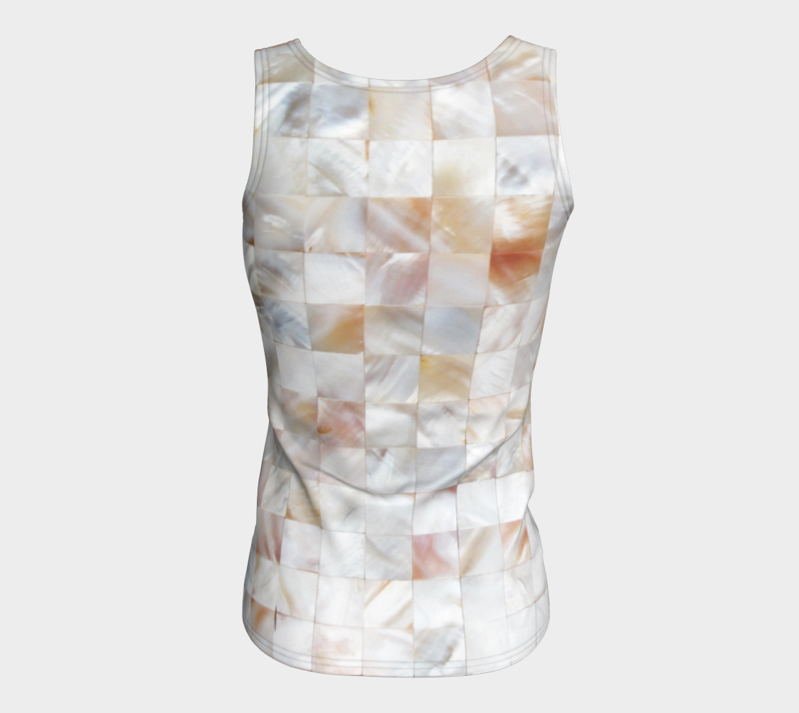 Aperçu de Mother of Pearl, Exotic Tiles Photography, Neutral Minimal Geometrical Graphic Design Fitted Tank Top #6
