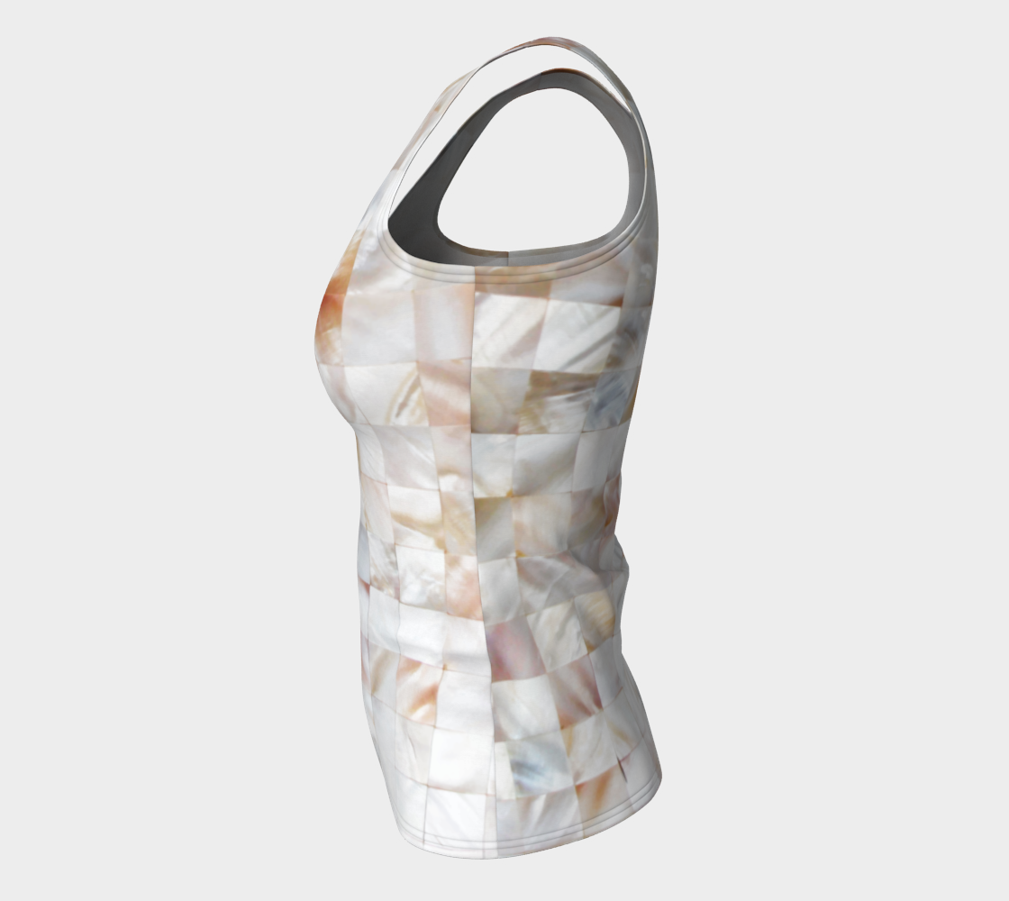 Aperçu de Mother of Pearl, Exotic Tiles Photography, Neutral Minimal Geometrical Graphic Design Fitted Tank Top #7