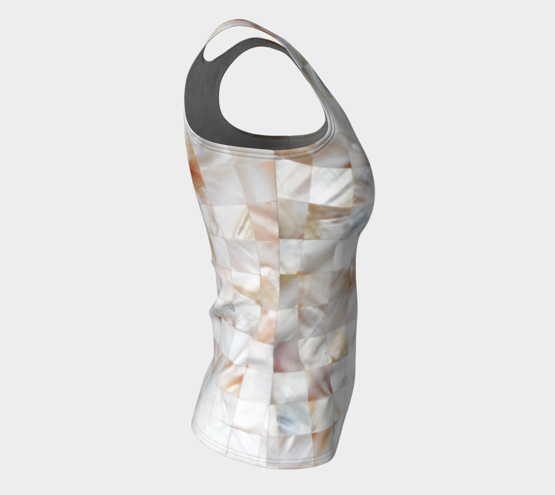 Aperçu de Mother of Pearl, Exotic Tiles Photography, Neutral Minimal Geometrical Graphic Design Fitted Tank Top #8