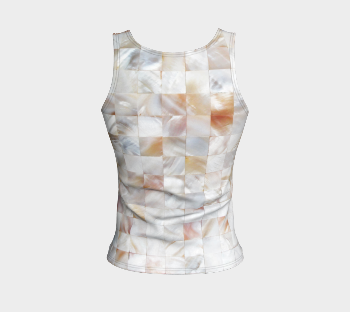 Aperçu de Mother of Pearl, Exotic Tiles Photography, Neutral Minimal Geometrical Graphic Design Fitted Tank Top #2