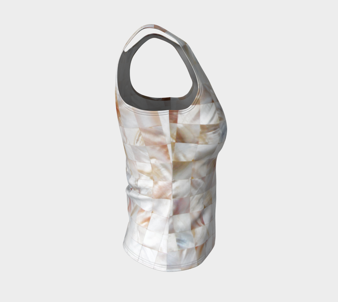 Aperçu de Mother of Pearl, Exotic Tiles Photography, Neutral Minimal Geometrical Graphic Design Fitted Tank Top #4