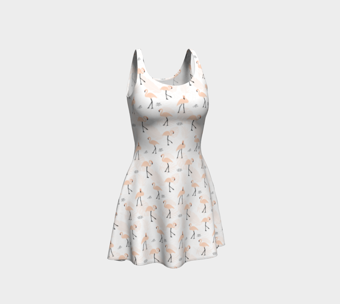 Coral Flamingos Pattern Flared Dress preview