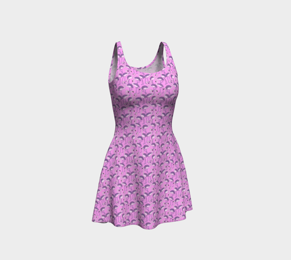 Violet Flamingos Pattern Flared Dress preview