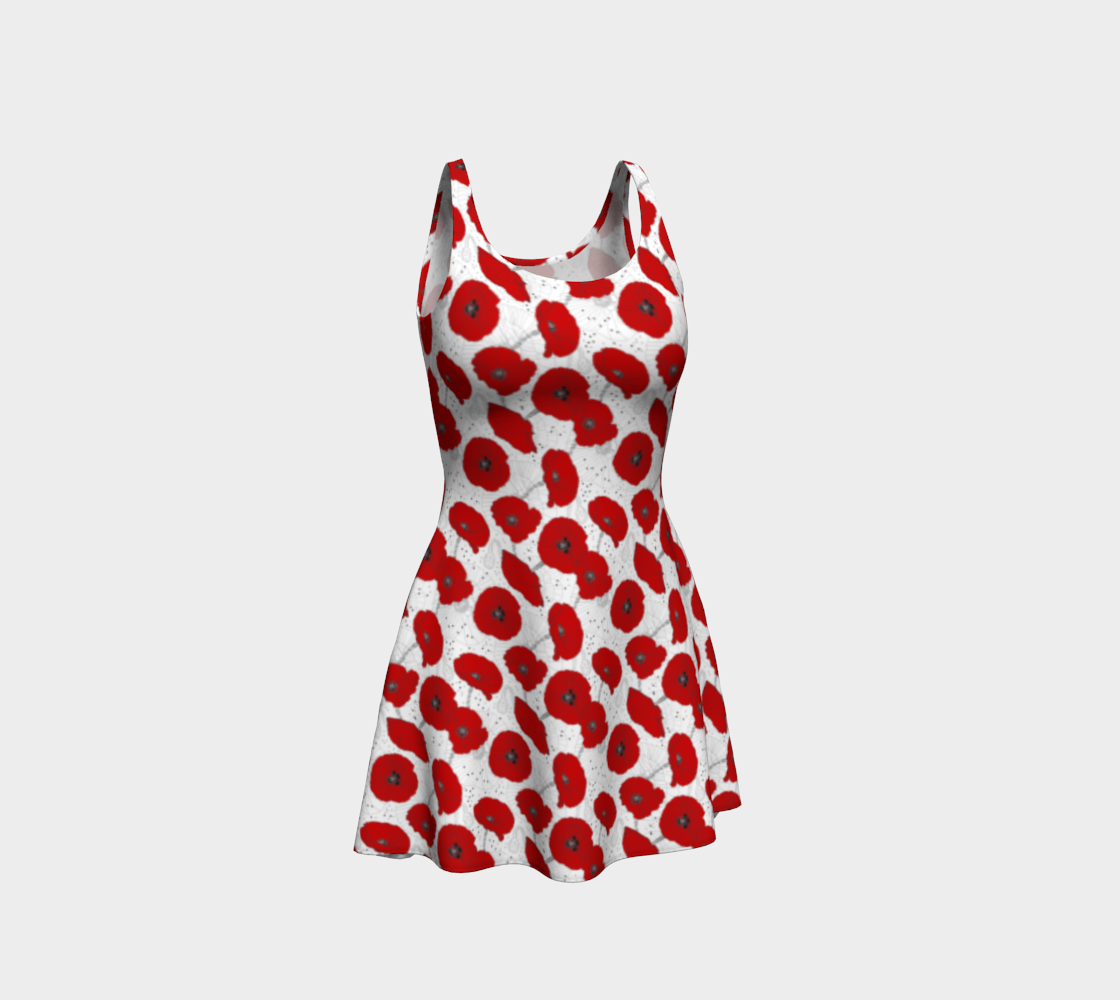 Red Poppy Pattern Flared Dress preview