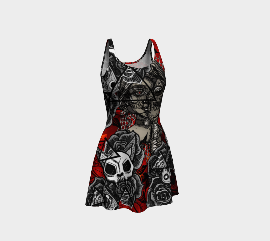 Occult Symbols - red flare dress preview