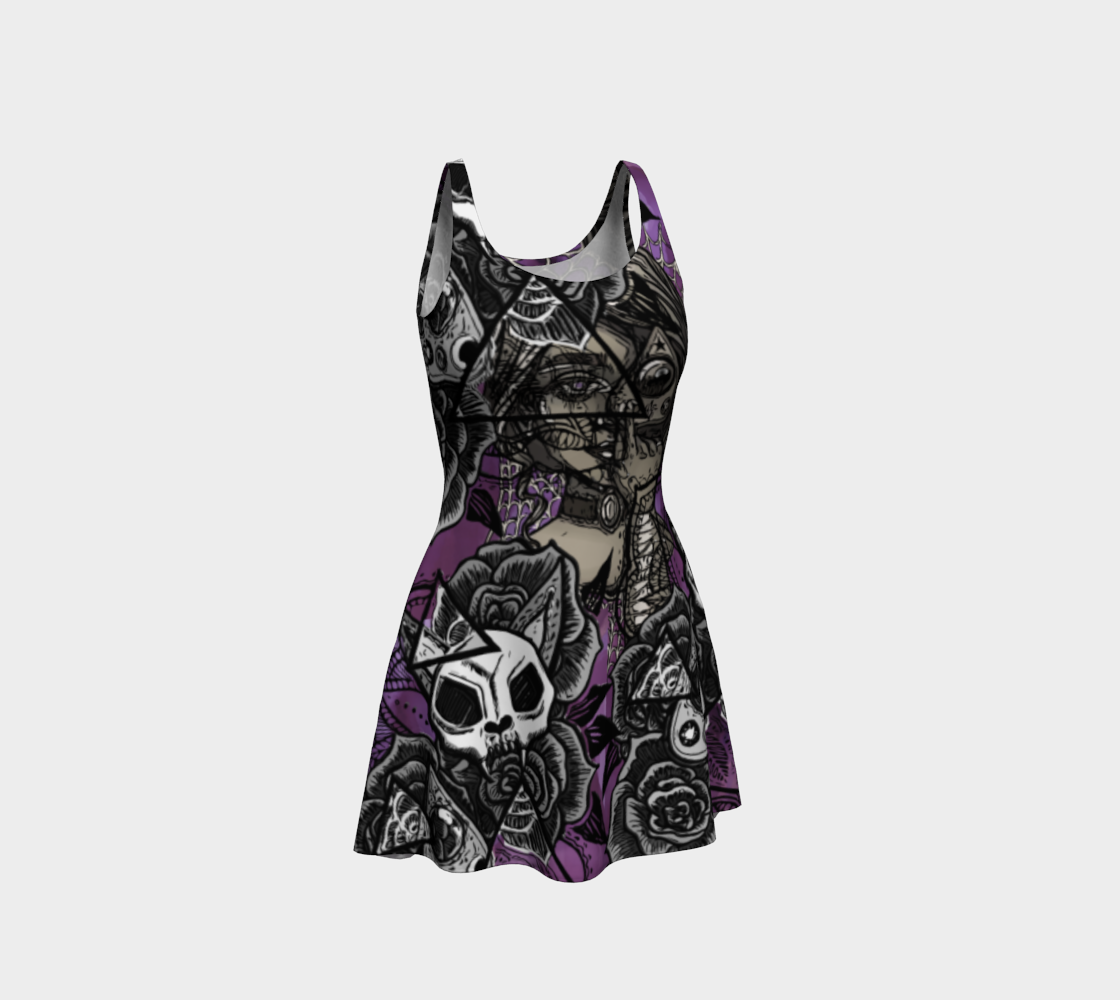 Occult Symbols - purple flare dress preview